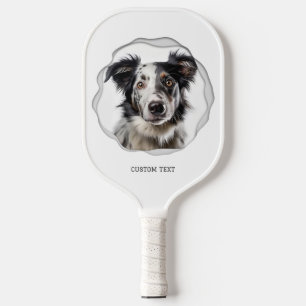 Modern 2 Photos Custom Text Pet Pickleball Paddle