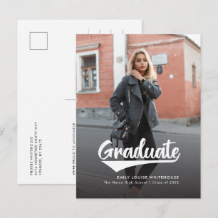 Modern 2 Photos Graduation 2025 Script Grad Announcement Postcard