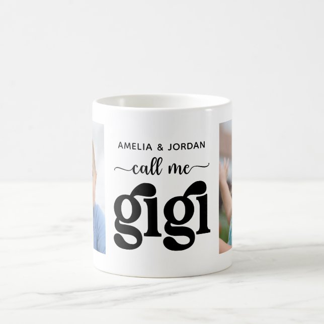 Modern 2 Photos Names Call Me Gigi  Coffee Mug (Center)