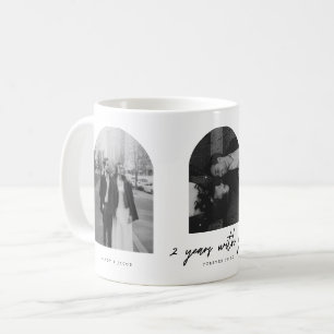 Modern 2 Year Anniversary Couple Photo Arch Coffee Mug
