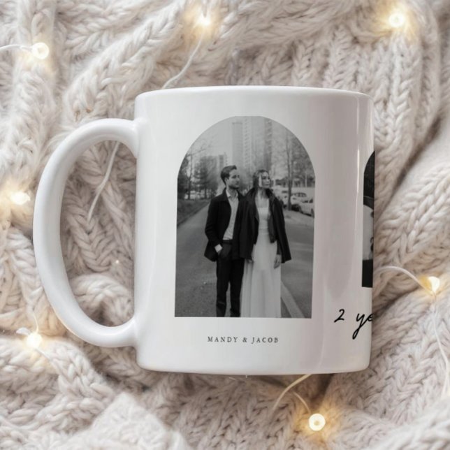 Modern 2 Year Anniversary Couple Photo Arch Coffee Mug (Creator Uploaded)