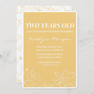 Modern 2nd birthday invitations Floral Yellow