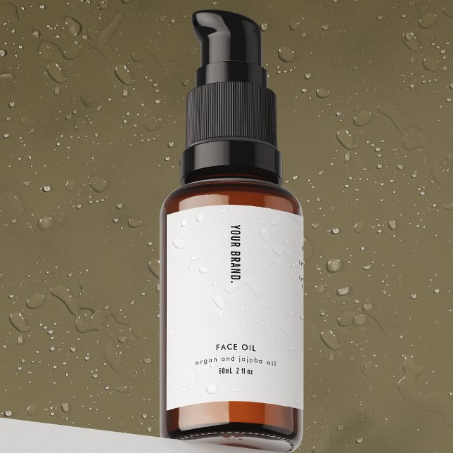 Modern 2oz Dropper Bottle Waterproof Label (Modern waterproof product label in black & white  - great for skincare and cosmetics *verify size)