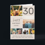 Modern 30 birthday beige 6 photo collage card<br><div class="desc">Modern simple 30th birthday beige 6 photo collage grid  with modern typography.</div>
