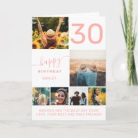 Modern 30 birthday pink coral 6 photo collage