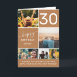 Modern 30 birthday terracotta 6 photo collage card<br><div class="desc">Modern simple 30th birthday terracotta 6 photo collage grid  with modern typography.</div>