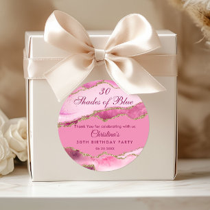 Modern 30 Shades of Pink Birthday Party  Classic Round Sticker