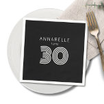 Modern 30th birthday black napkin<br><div class="desc">Stylish,  simple and modern 30th birthday paper napkins,  perfect for birthday parties and celebrations.  Personalize with your own name.  Other colours available.  Please contact me for further help with customization.</div>