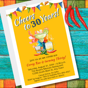 Modern 30th Birthday Fiesta Cheers to 30 Years  Invitation