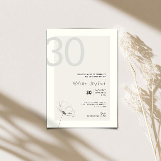 Modern 30th Birthday Invitation - Minimal Style