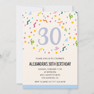 Modern 30th birthday invitations Confetti