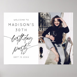 Modern 30th Birthday Party Script Photo Welcome Poster