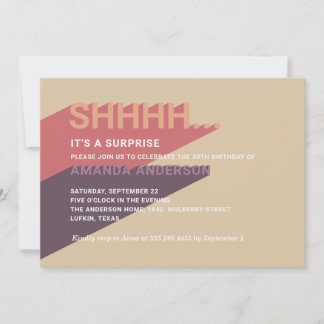 Modern 30th surprise party. Adult 40th birthday Invitation