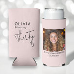 Modern 30th Thirty Photo Birthday Party Can Cooler<br><div class="desc">Celebrate the big 3-0 in style with this Modern 30th Thirty Photo Birthday Party Can Cooler! Featuring a sleek and contemporary design, this customizable can cooler allows you to showcase your favourite photo, adding a personal and fun touch to your milestone celebration. Perfect for keeping drinks cold while serving as...</div>