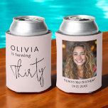 Modern 30th Thirty Photo Birthday Party Can Cooler<br><div class="desc">Celebrate the big 3-0 in style with this Modern 30th Thirty Photo Birthday Party Can Cooler! Featuring a sleek and contemporary design, this customizable can cooler allows you to showcase your favourite photo, adding a personal and fun touch to your milestone celebration. Perfect for keeping drinks cold while serving as...</div>