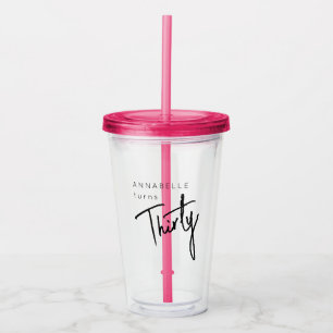 Modern 30th Thirty Thirtieth birthday party Acrylic Tumbler