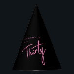 Modern 30th Thirty Thirtieth birthday Party Hat<br><div class="desc">Custom 30th birthday black and pink paper hats perfect for thirtieth birthday party celebrations.  Customize with your own name.  Colours can be edited in the design tool. Please use the message me button below for help with further customization and special requests.  © Zoe Chapman Design</div>