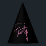 Modern 30th Thirty Thirtieth birthday Party Hat<br><div class="desc">Custom 30th birthday black and pink paper hats perfect for thirtieth birthday party celebrations.  Customize with your own name.  Colours can be edited in the design tool. Please use the message me button below for help with further customization and special requests.  © Zoe Chapman Design</div>