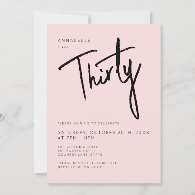 Modern 30th Thirty Thirtieth birthday party Invitation (Front)