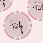 Modern 30th Thirty Thirtieth birthday party Poker Chips<br><div class="desc">Custom poker chips for thirtieth birthday party celebrations.  Customize with your own name.  Colours can be edited in the design tool. Please use the message me button below for help with further customization and special requests.  © Zoe Chapman Design</div>