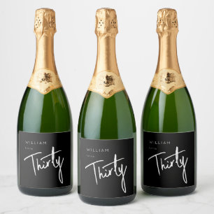 Modern 30th Thirty Thirtieth birthday party Sparkling Wine Label