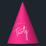 Modern 30th Thirty Thirtieth birthday pink Party Hat<br><div class="desc">Custom 30th birthday hot pink paper hats perfect for thirtieth birthday party celebrations.  Customize with your own name.  Colours can be edited in the design tool. Please use the message me button below for help with further customization and special requests.  © Zoe Chapman Design</div>