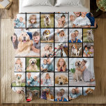 Modern 33 Photo Collage Personalized Family Fleece Blanket<br><div class="desc">Wrap yourself in warmth and cherished memories with our Custom Photo Collage Blanket. This beautifully crafted keepsake allows you to transform 12 of your favourite photos into a cozy masterpiece. Whether it's snapshots of family, friends, beloved pets, or treasured moments with grandparents, this blanket is a heartfelt reminder of the...</div>