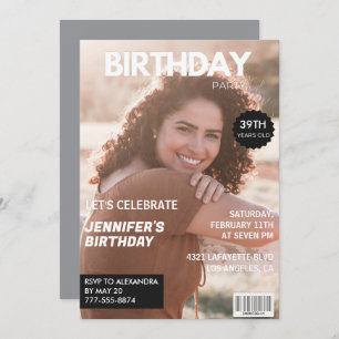 Modern 39th birthday invitations Stylish Magazine