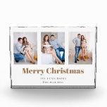 Modern 3 Family Photo Collage Merry Christmas<br><div class="desc">Modern 3 Family Photo Collage Merry Christmas Photo Block. Simply replace the sample images with your own favourites and personalize the text as required. You can change the font type and colour via the customize it further option.</div>