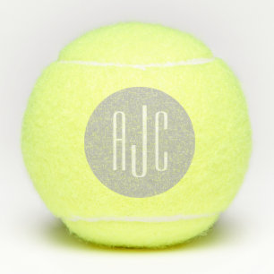 Modern 3 Letter Monogram Initials White Grey Tennis Balls