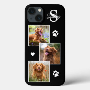 Modern 3 Photo Black Pet Dog iPhone 13 Case