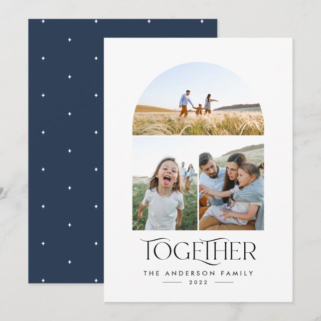 Modern 3 photo blue arch together typography (Front/Back)