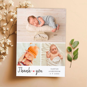 Modern 3 Photo Collage Baby Shower Postcard