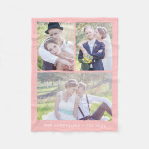Modern 3 Photo Collage Editable Colour Fleece Blanket