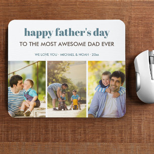 Modern 3 Photo Collage Fathers Day Mouse Pad