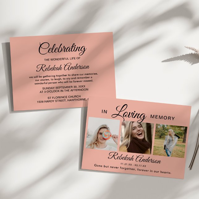 Modern 3 Photo Collage Funeral Announcement (Creator Uploaded)