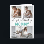 Modern 3 Photo Collage Mommy Birthday Card<br><div class="desc">Moms will love these contemporary 3 photo collage birthday cards, with a script font which says 'HAPPY BIRTHDAY' and in bold says 'MOMMY' Can be changed to any relative friend or name! The text font style, size and colour can be changed by clicking on the customize further link after personalizing....</div>