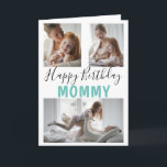 Modern 3 Photo Collage Mommy Birthday Card<br><div class="desc">Moms will love these contemporary 3 photo collage birthday cards, with a script font which says 'HAPPY BIRTHDAY' and in bold says 'MOMMY' Can be changed to any relative friend or name! The text font style, size and colour can be changed by clicking on the customize further link after personalizing....</div>