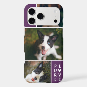 Modern 3 Photo Collage Pure Love Plum Purple