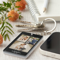 Modern 3 Photo Gallery Keychain