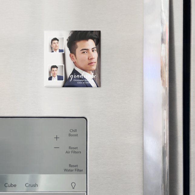 Modern 3 Photo Graduation Magnet (In Situ (Fridge))