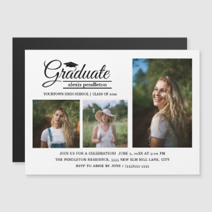 Modern 3 Photo Graduation Party Announcement