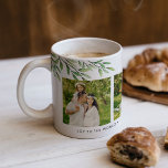 Modern 3 Photo Greenery Coffee Mug<br><div class="desc">Elegant watercolor branches in the corner with 3 square Instagram-style images along with a personalized message.</div>