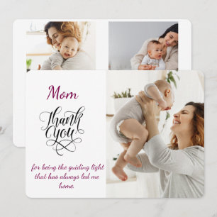 Modern 3 photo Mother's Day Photo Holiday Card