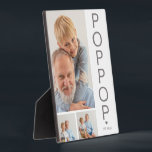 Modern 3 Photo Poppop Plaque<br><div class="desc">A modern photo collage keepsake plaque, perfect asa gift for Fathers day, birthday, christmas or any other occassion. The photo plaque features 3 photos, a bold font in grey which reads 'POPPOP' and 'EST: 20XX.</div>
