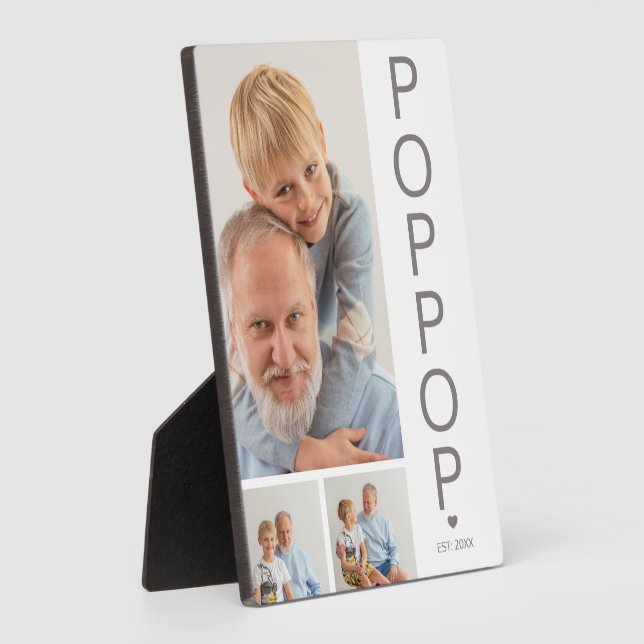 Modern 3 Photo Poppop Plaque (Side)