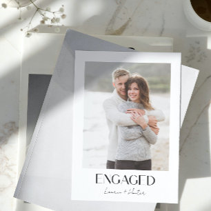 Modern 3 Photo Script QR Code Engagement Party Announcement