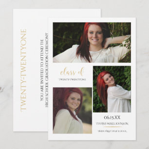 Modern 3 Photo Template Minimalist Graduation
