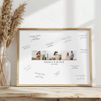 Modern 3 Photo Wedding Guest Signature