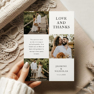 Modern 3 Photo Wedding Thank You Card